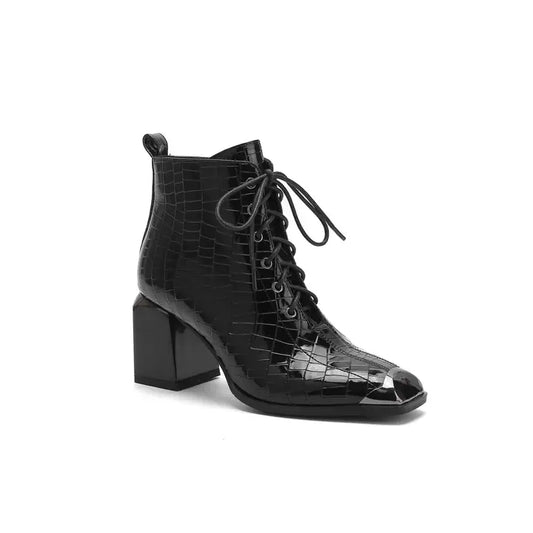 Fantastic Croco Print Metal Heel Bootie