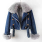Denim Jacket with Detachable Faux Fur Lining
