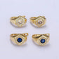 14K Gold Filled Clear, Blue Cz Paved Hexagon English Earring
