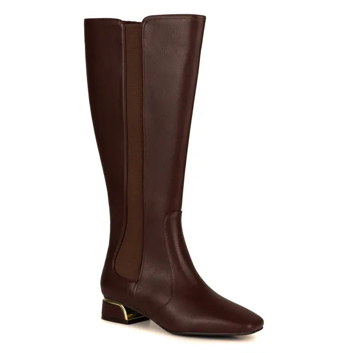 Eva Low Metallic Heel Tall Boot