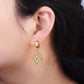Stainless Steel Blue Cz Flower Filigree Drop Earrings