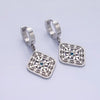 Stainless Steel Blue Cz Flower Filigree Drop Earrings