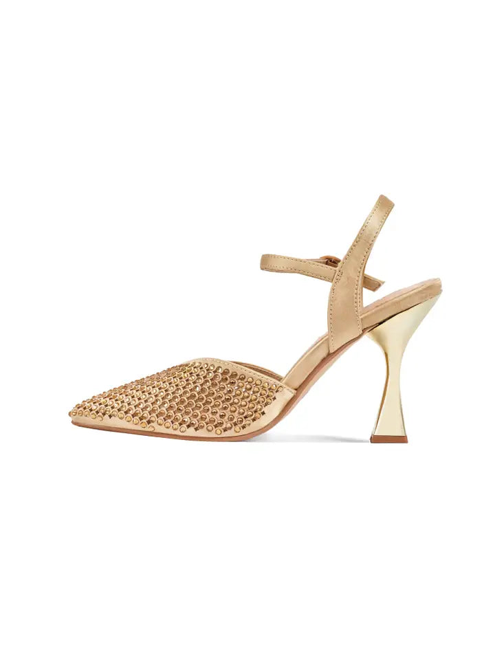 Tango Perforated Rhinestone Slingback with Heel