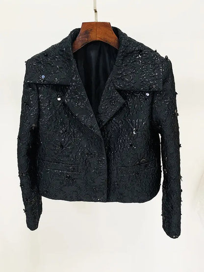 Jacquard Sequin Beaded Blazer