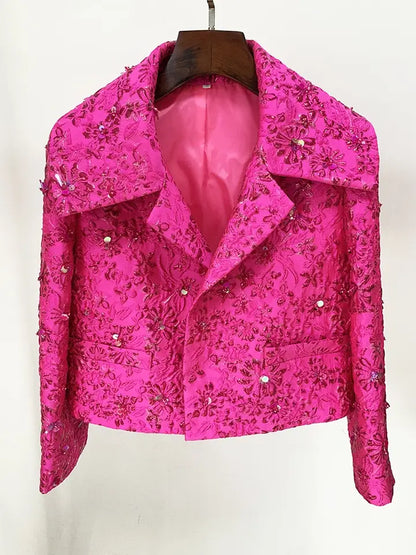 Jacquard Sequin Beaded Blazer