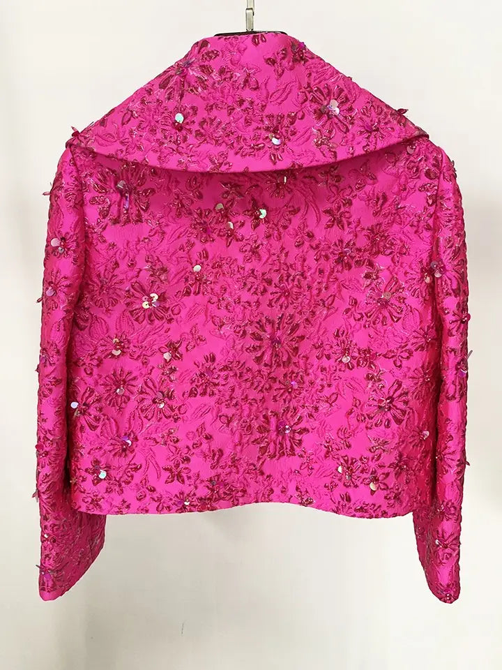 Jacquard Sequin Beaded Blazer
