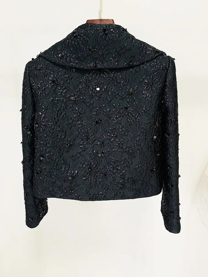 Jacquard Sequin Beaded Blazer