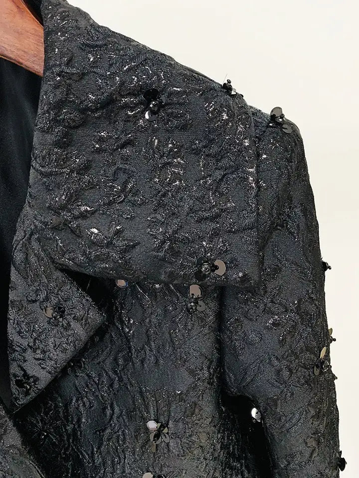 Jacquard Sequin Beaded Blazer
