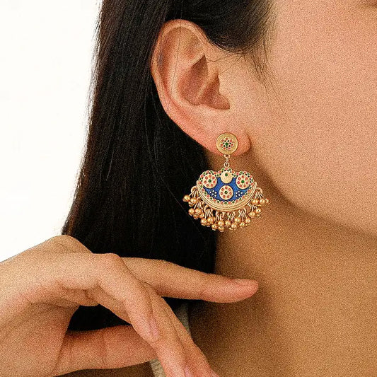 Jacqueline Half Moon 18k Gold Plated Tassel Earrings