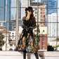 T417BK - Long Black Embroidered Sheer Duster