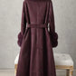 CT074Y Elegant Mid-Length Faux Fur Coat with Fox Fur Collar