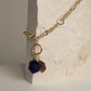 Necklace with Faceted Natural Stones: Strawberry Quartz, Amazonite, and Lapis Lazuli