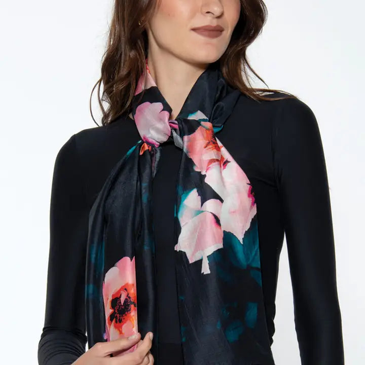 Black & Pink Floral Samiya Scarf