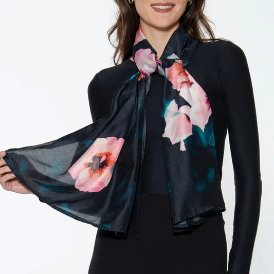 Black & Pink Floral Samiya Scarf