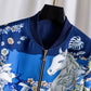 Blue Cropped Baseball Jacket