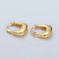 24K Gold Filled Dome Square Latch Hoop Earrings | T-211
