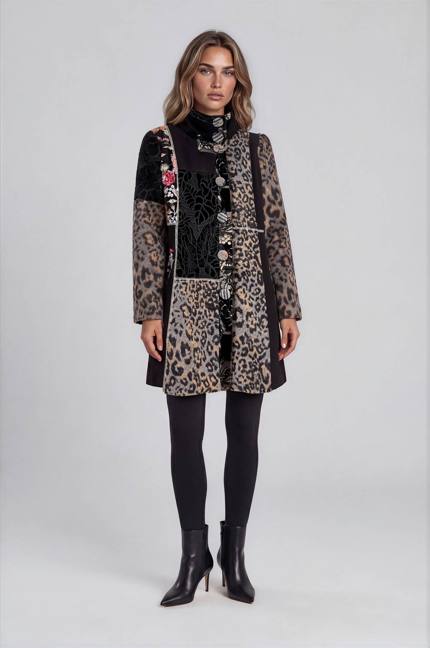 Mixed Print Leopard Patchwork Jacket