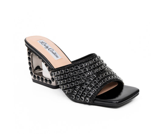 Royal Jewels Slide with Metallic Jewels Heel