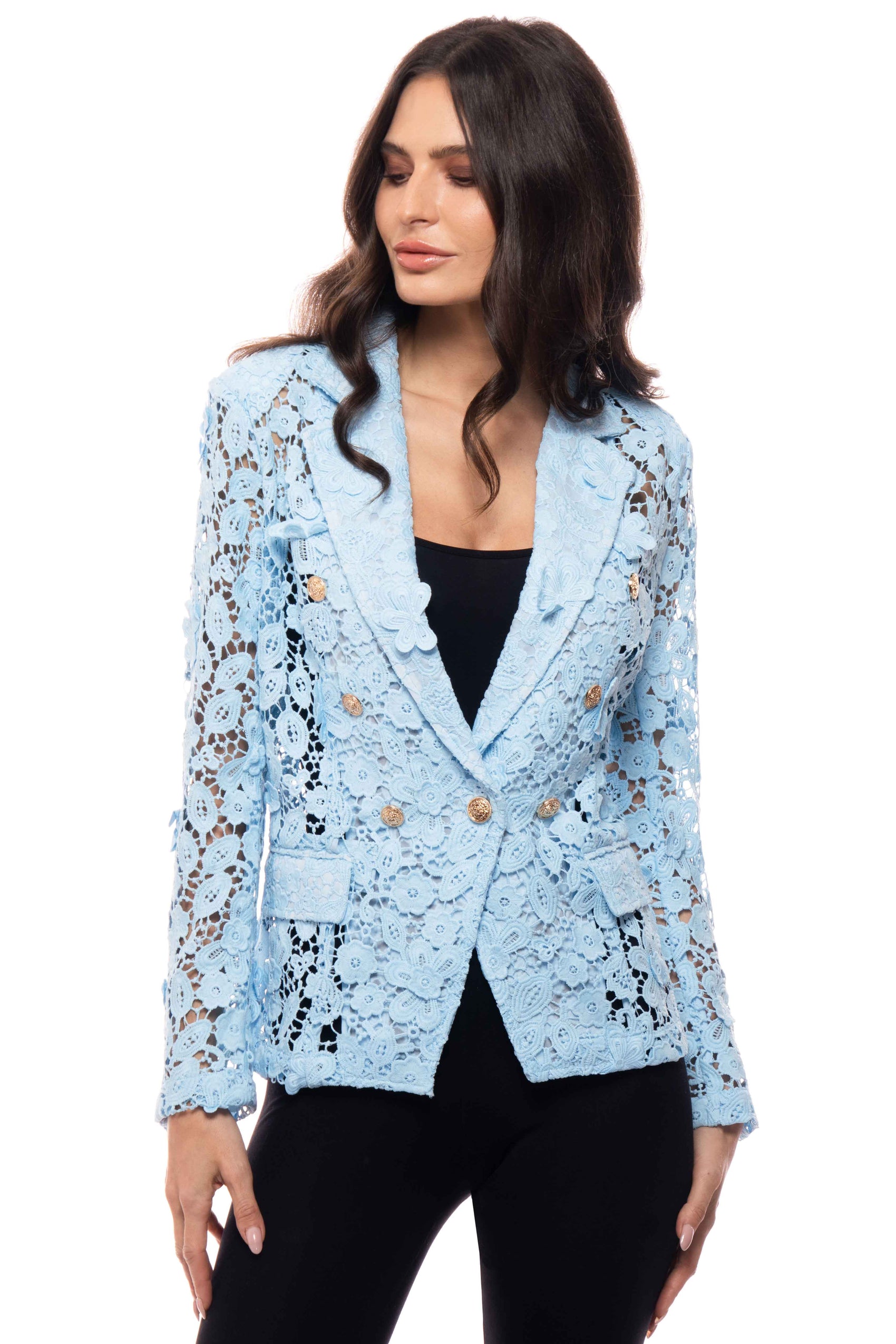 Double-Breasted Lace Blazer