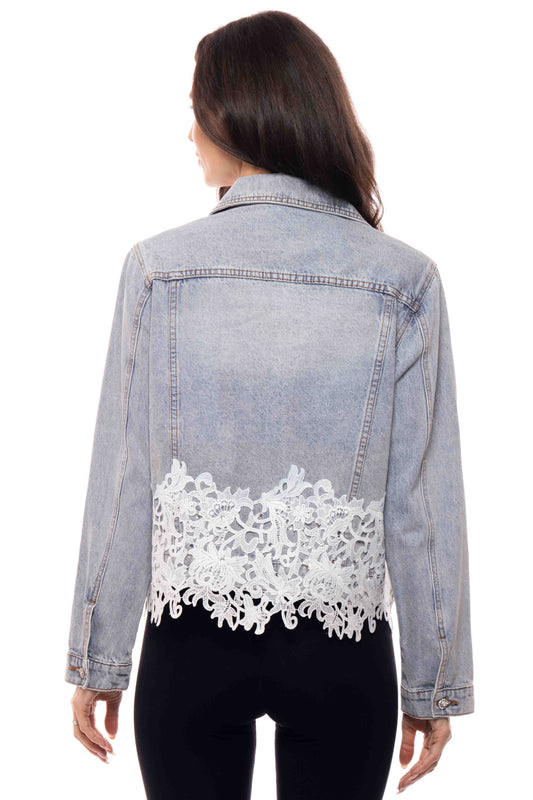 Lace Trim Denim Jacket
