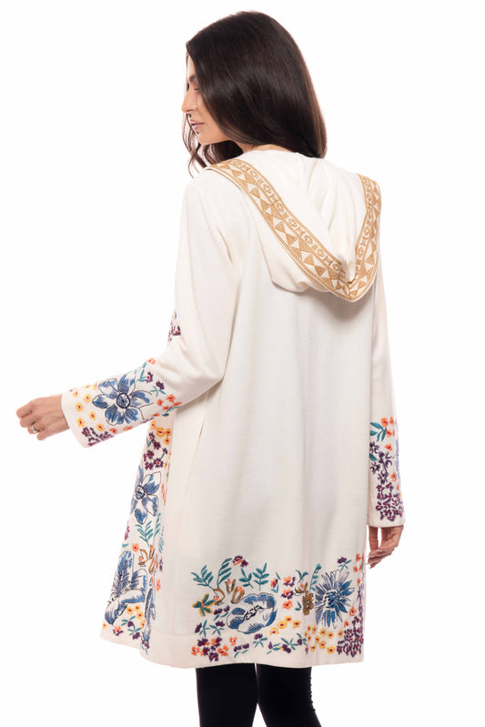 Embroidered Floral Open-Front Jacket