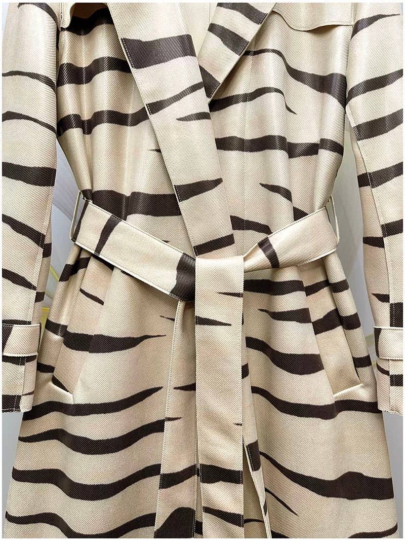 Animal Print Belted Trench coat