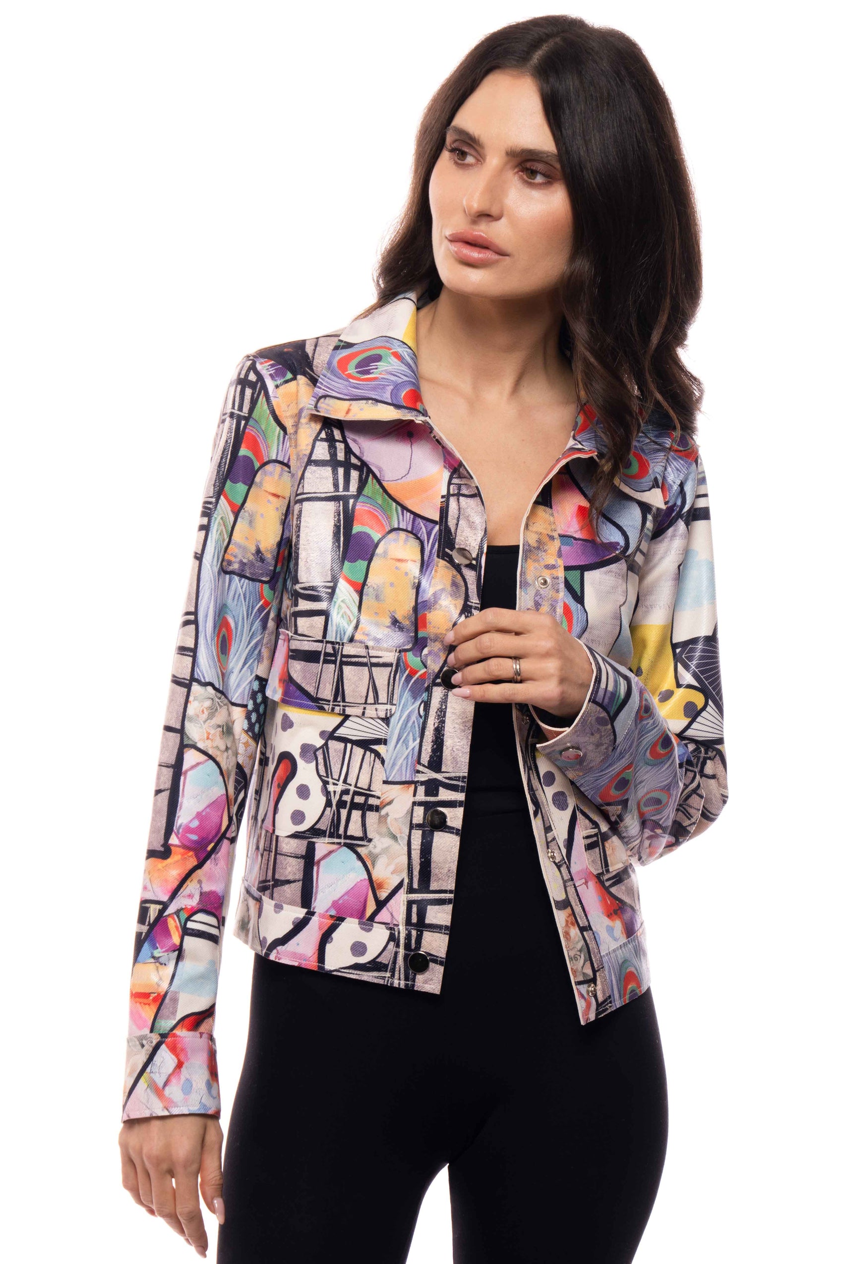 Abstract Snap-Front Jacket