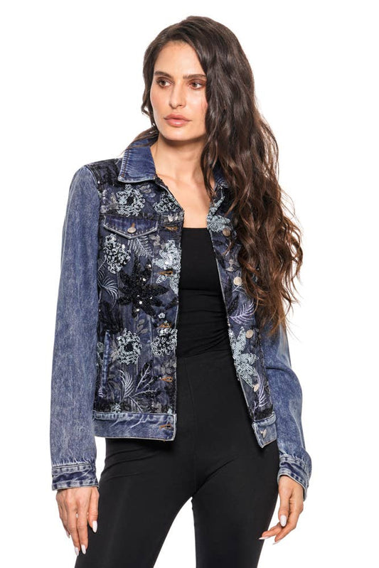 Blue Denim Jacket W Sequins