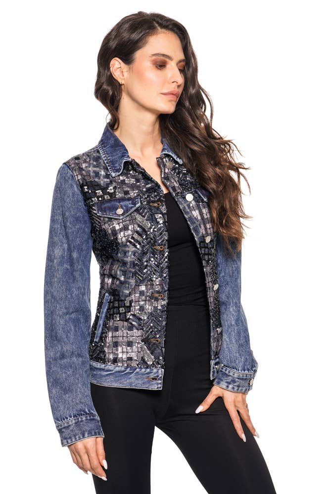 BS2542 Denim Jacket W Sequins