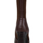 Lexi Stretch Fabric Bootie Stacked Leather Heel