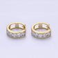 14K Gold Filled Clear Square Cz Lined Huggie Hoop Earrings