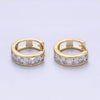 14K Gold Filled Clear Square Cz Lined Huggie Hoop Earrings