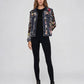 Floral Embroidered Mesh & Frayed Denim Jacket