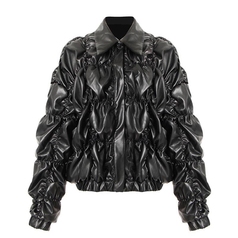 Quilted PU Leather Jacket