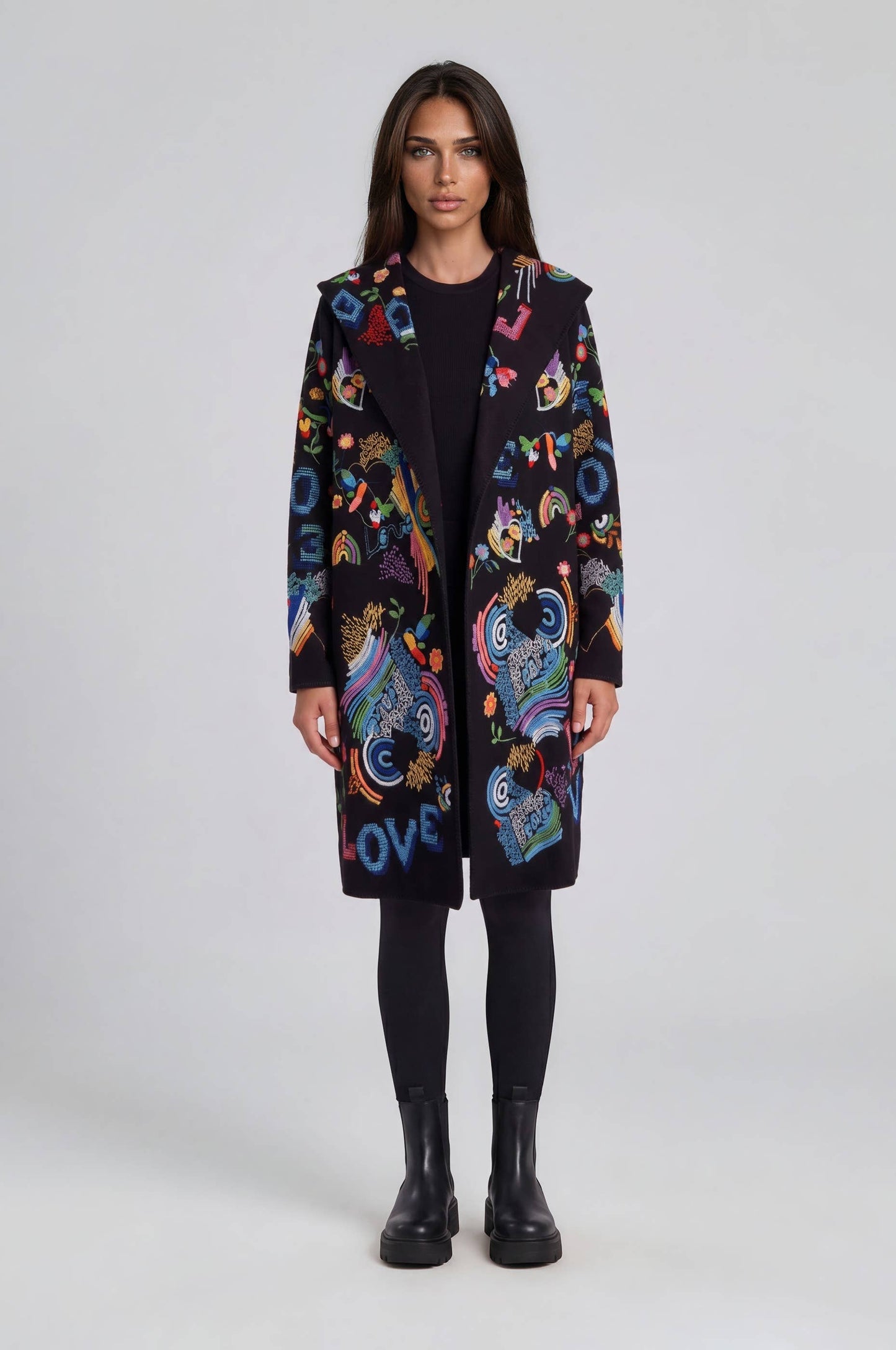 Embroidered Love Hooded Jacket
