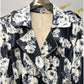 Rose Print Faux Suede Belted Trench Coat