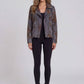Denim Moto Jacket with Burnout Velvet